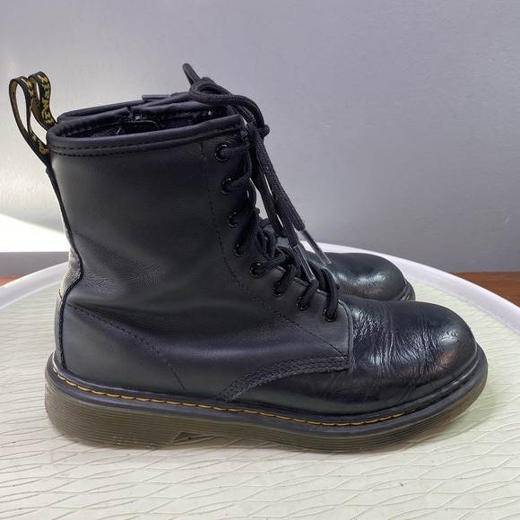 Dr Doc Martens Black Boot‎ Leather Combat Punk Biker Youth 4UK-Women 6US-Men 5US - Picture 7 of 11